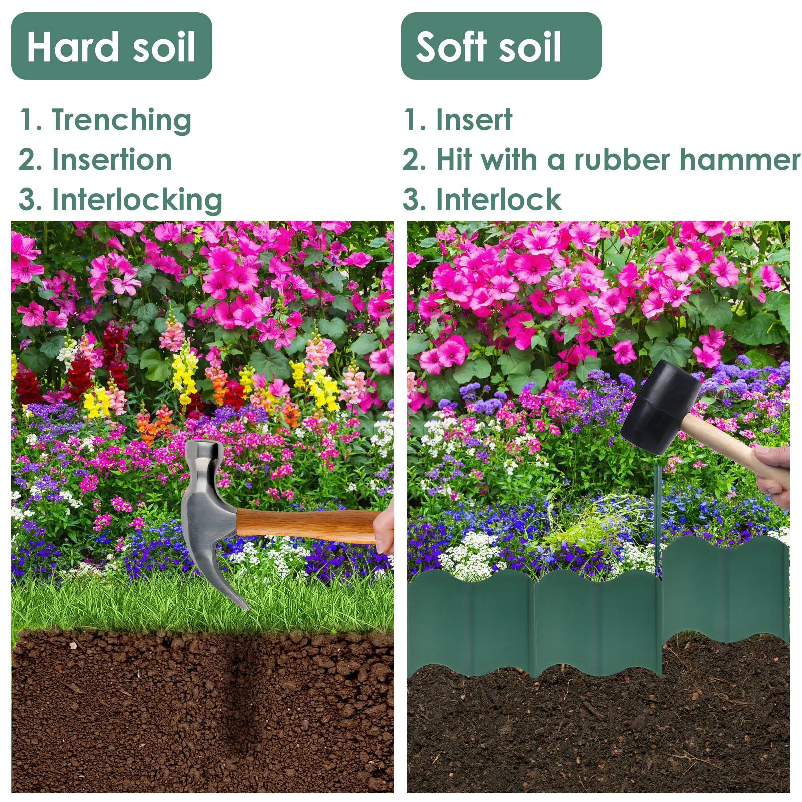 20PCS Lawn Gardens Fence Edgings Kit Outdoor Edging Decorative Border DIY Lawn Yard Landscape Plant Fence Gardens Landscape New