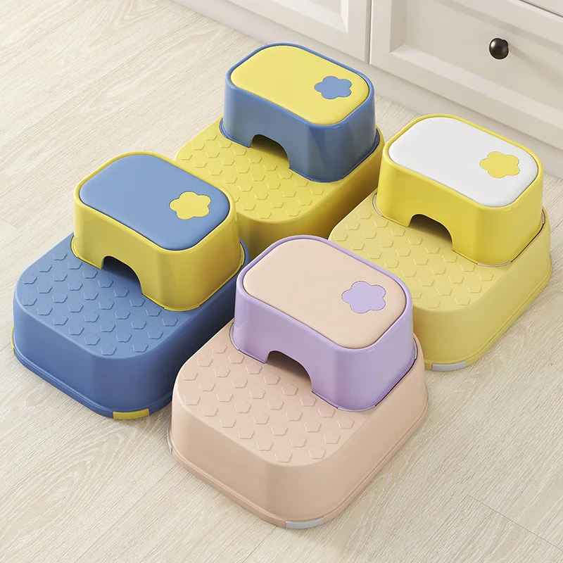 Double Layer Step Stool for Toddler Boy Girl Non-slip Sturdy Detachable Footstool Kids Washing Face Chair Bench Step Stools