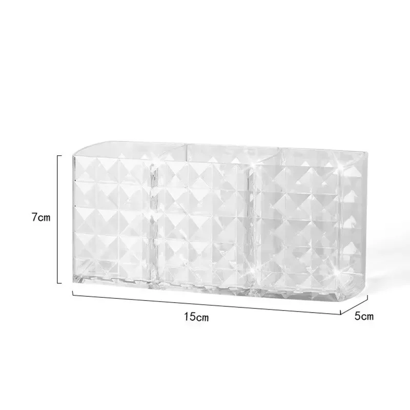 Clear Acrylic Makeup Brush Holder Desk Cosmetic Organiser Diamond Patterned Lipstick Storage Holder Desktop Cosmetic Storage Box 6