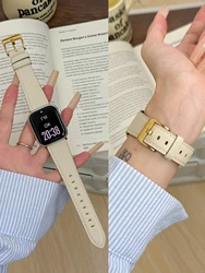 Elegant Women's Leather Loop Strap for S10 S11 46mm (Nata Golden)