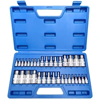 34pcs Master Hex Bit Socket Set Allen Wrench Bit Kit Hex Key for Ratchet Socket Tool SAE and Metric 3/8, 1/4, 1/2 Drive Socket 1