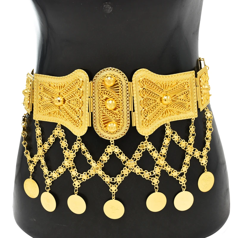 

Gold Luxury Women Body Chains Vintage Hollow Carved Boho Ethnic Sexy Belly Dance Chains Bohemian India Waist Coin Tassel Chains