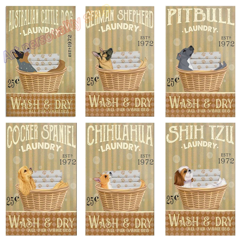 

Металлический знак стирка Австралийский Крупный рогатый скот собака жестяной знак бар новогодний знак лучший подарок для родителей детей постер собака konзнаем 8X12