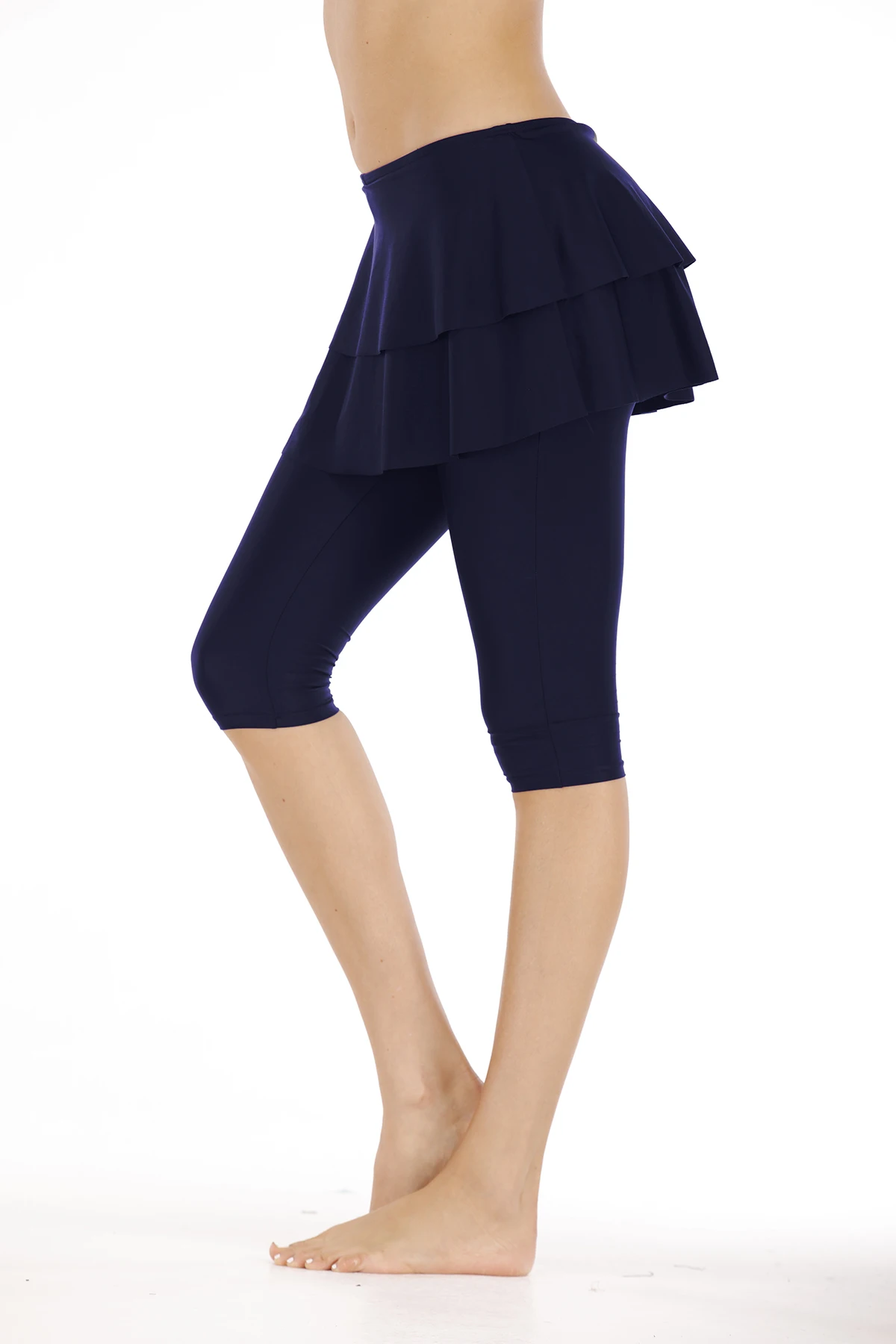 Women's Dark Blue Skirted Swim Legging Pants Cover-up UPF 50+ Sun Protection 4