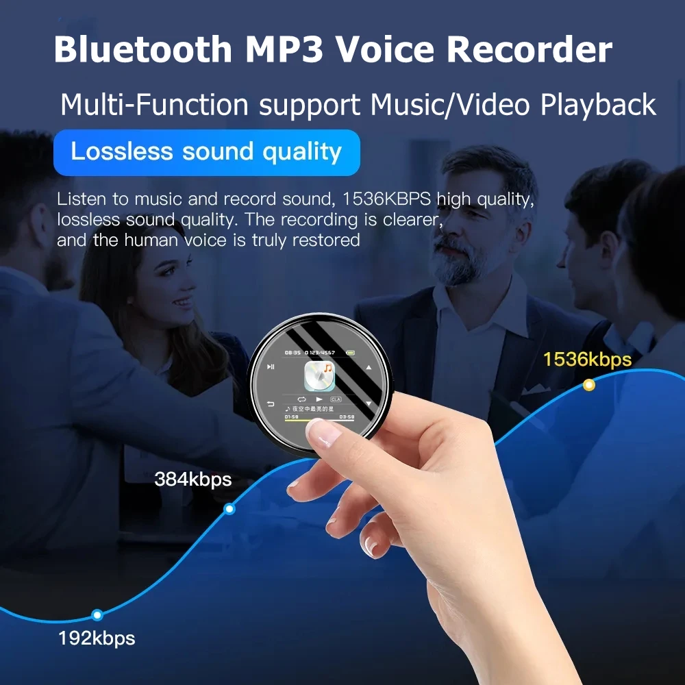 

Мини-Диктофон Многофункциональный с Bluetooth, воспроизведение музыки, видео, HD-экран, ручка для записи, шнурок, дизайн, MP3-плеер, диктофон