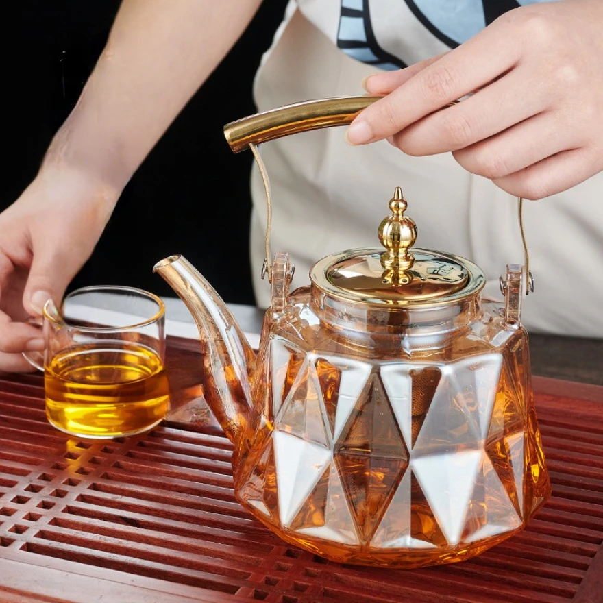 1L Glass Teapot with Removable Infuser Filterable Household