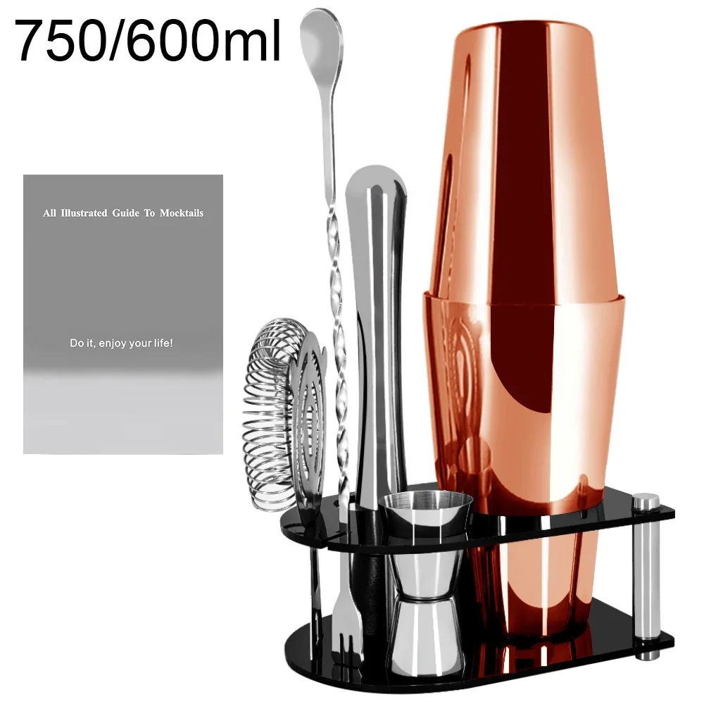 Cocktail Shaker Bartender Kit: 5pcs Bar Tool Set, Cocktail Shaker Set with Stand, Includes Martini Shaker,Strainer,Jigger