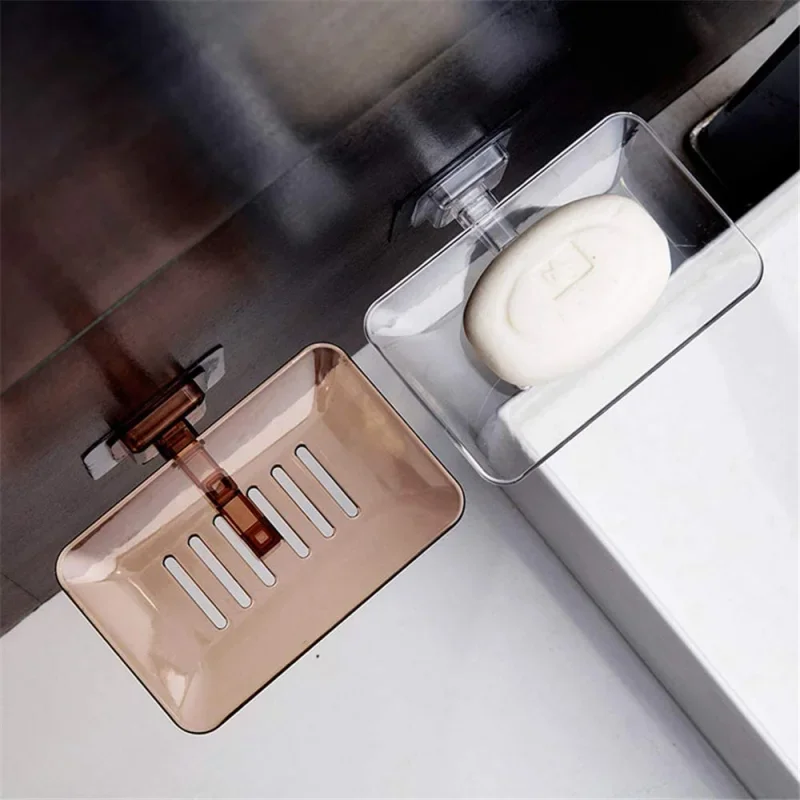 Soap Dish Box for Bathroom Soap Rack No Drilling Wall Mounted Double Layer Shower Soap Holder Tray Bathroom Accessories 4
