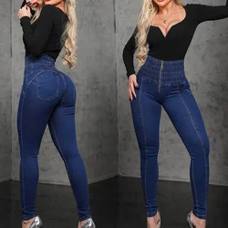 2023 Denim Pants Skinny Jeans for Woman High Waist Push Up Front Zipper Summer Trousers High Street Elastic Pencil Pants Y2k