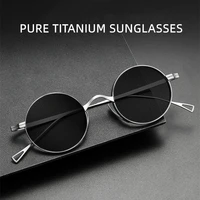 Lunettes de soleil ultra légères en titane pur pour myopie, Vintage, petite monture ronde, pour femmes, rétro, marque de luxe 2