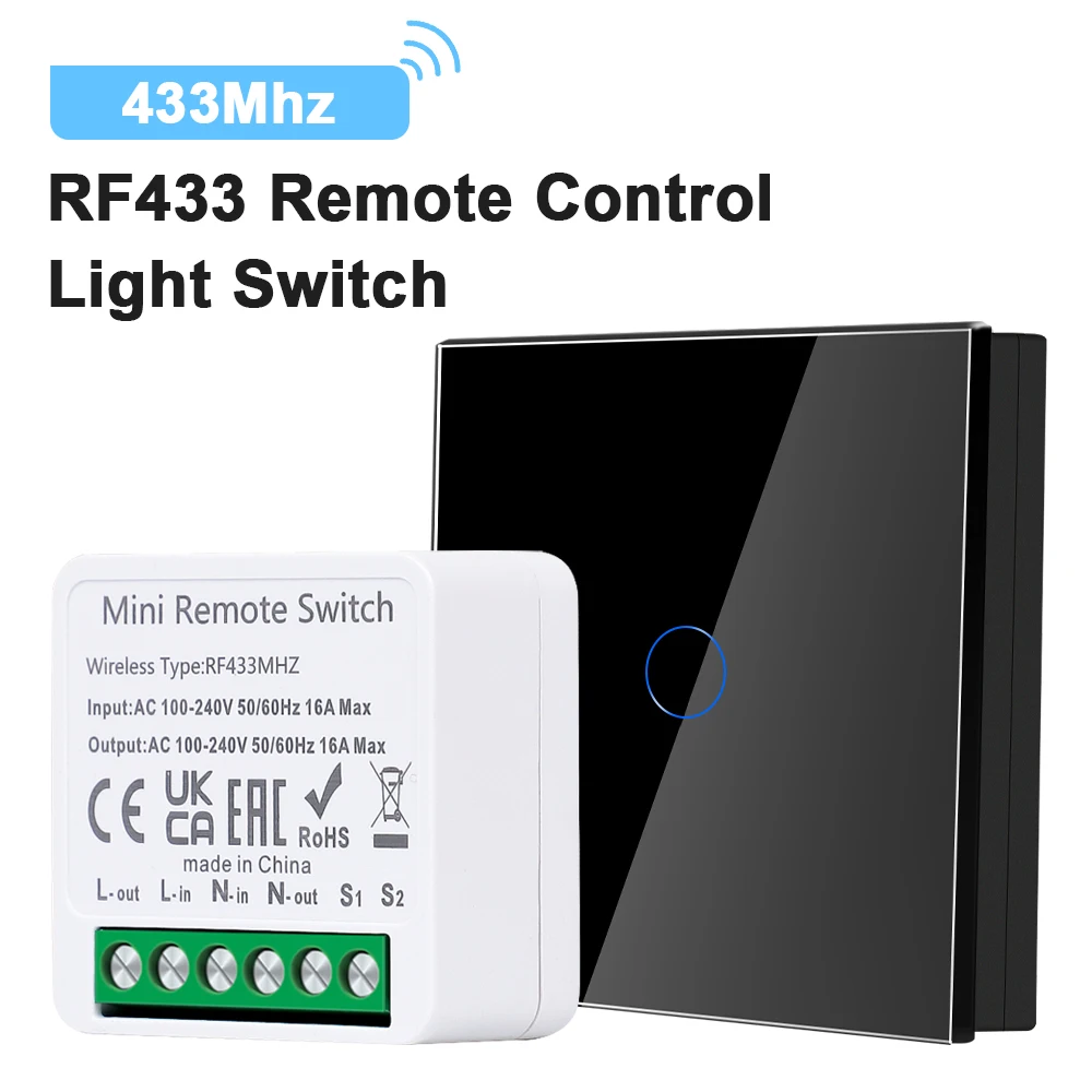 

Беспроводной настенный выключатель, RF433Mhz, пульт дистанционного управления, кнопки 1/2/3Gang, стеклянная панель, фотоэлемент управления лампой