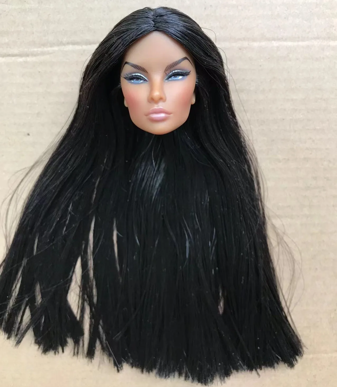 RareFaceHeadsFRPPDollHeadsColorfulSoftHairDollPartsGirl