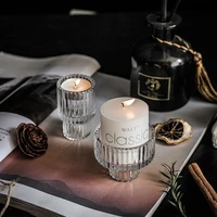 Nordic Glass Candlestick Pink Candles Holders Table Candle Stand Tealight Candlestick Romantic Wedding Party Home Decoration 5
