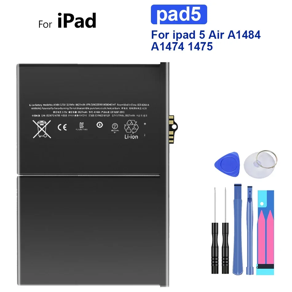 Tablet Battery  8827mAh For Apple iPad 5 Air 1 iPad5 Air1 A1484 A1474 1475