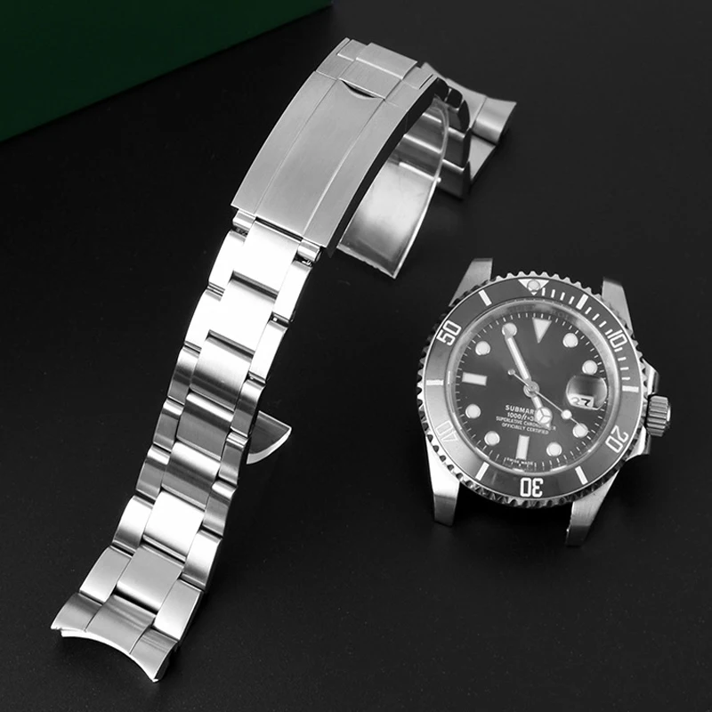 

Brand 20mm Brushed Polish Silver Stainless steel Watch Bands For Rolex Daytona Submarine strap Sub-mariner Wristband Bracelet