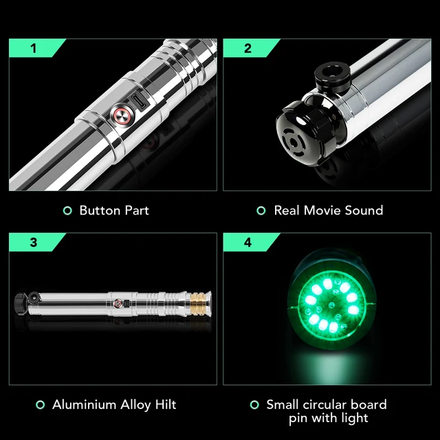 DamienSaber Darth Revan's Lightsaber Metal Hilt Force Heavy Dueling Infinite Color Changing Sensitive Smooth Swing Blaster 4
