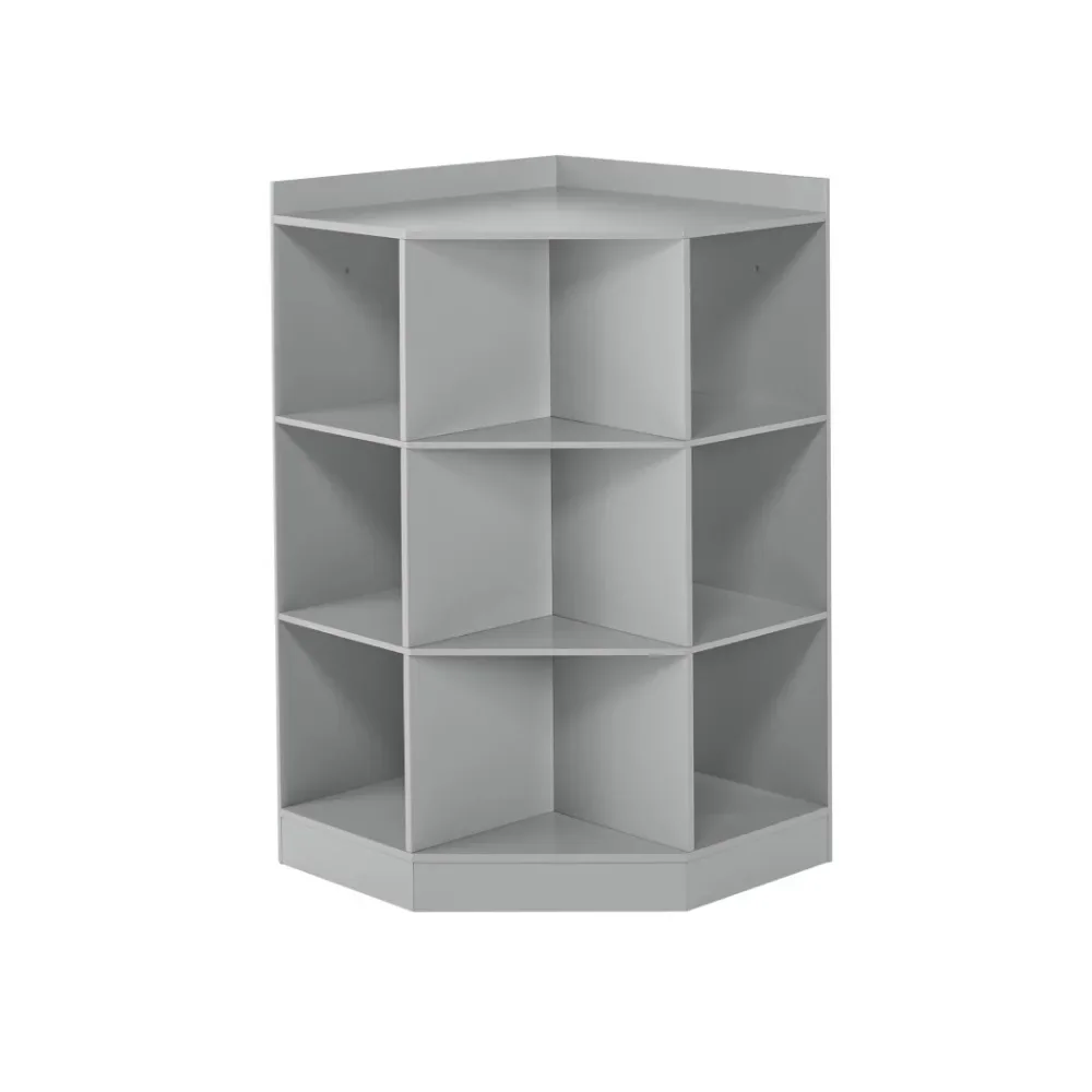 RiverRidge Kids Corner Playroom Cabinet with 6 Toy Storage Cubbies and 3 Angled Shelves - Gray 3