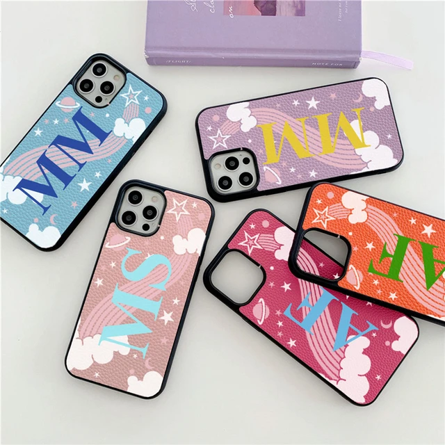 Custom Colorful Name Letters PU Leather iPhone Case For iPhone 14 13 12 11  Pro Max XS XR 7 8 Plus Luxury Cover for iPhone 13 pro - AliExpress