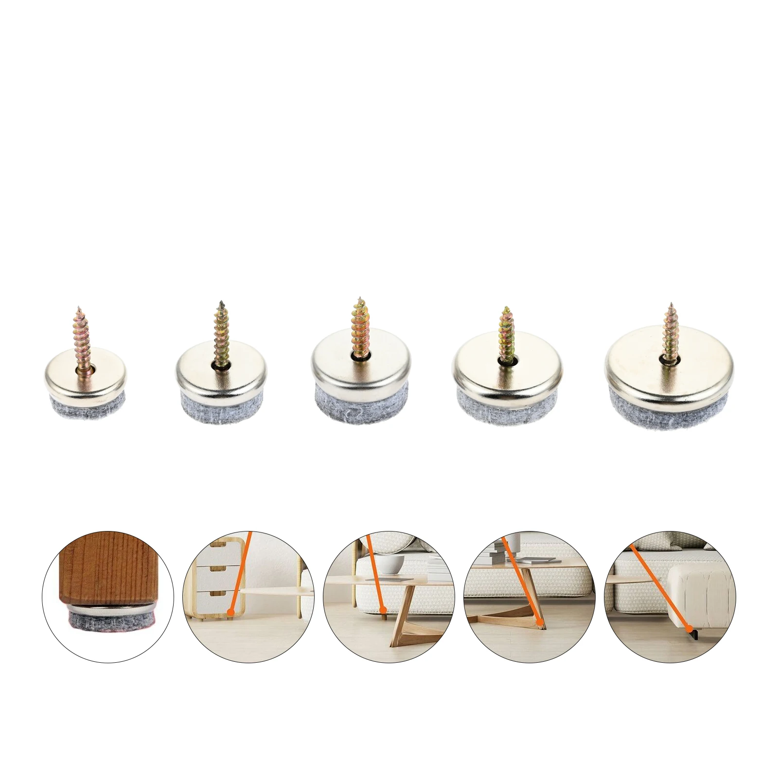 10pcs Screw-On Felt Furniture Pads