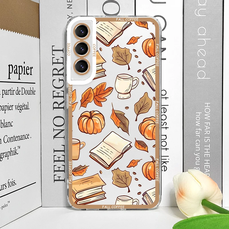 Autumn Pumpkin & Maple Leaf Transparent Soft Phone Case