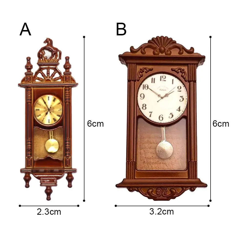 1:12 Scale Dolls Miniature Wall Clock Pretend Play Furniture Wall Clock Doll House Accessories 6