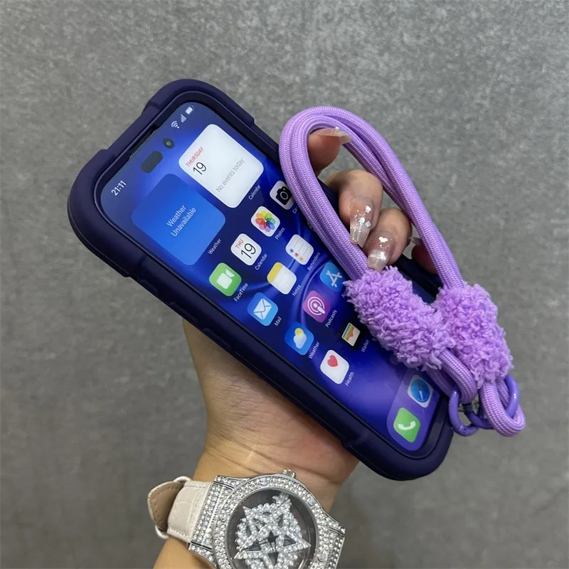 Versatile Ring Holder Heavy Duty Shockproof Case with Lanyard Chain Cover