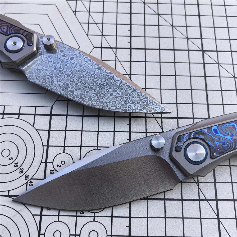M390 Steel Folding Knife Titanium Alloy Handle Bearing System Outdoor Survival Hunting Knife Camping Hiking Defense Tool 3