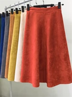 REALEFT New 2025 Autumn Winter Women Suede Midi Skirts High Waist Multi Color Elegant A-Line Skirts Umbrella Ladies Skirt Female - Image 3