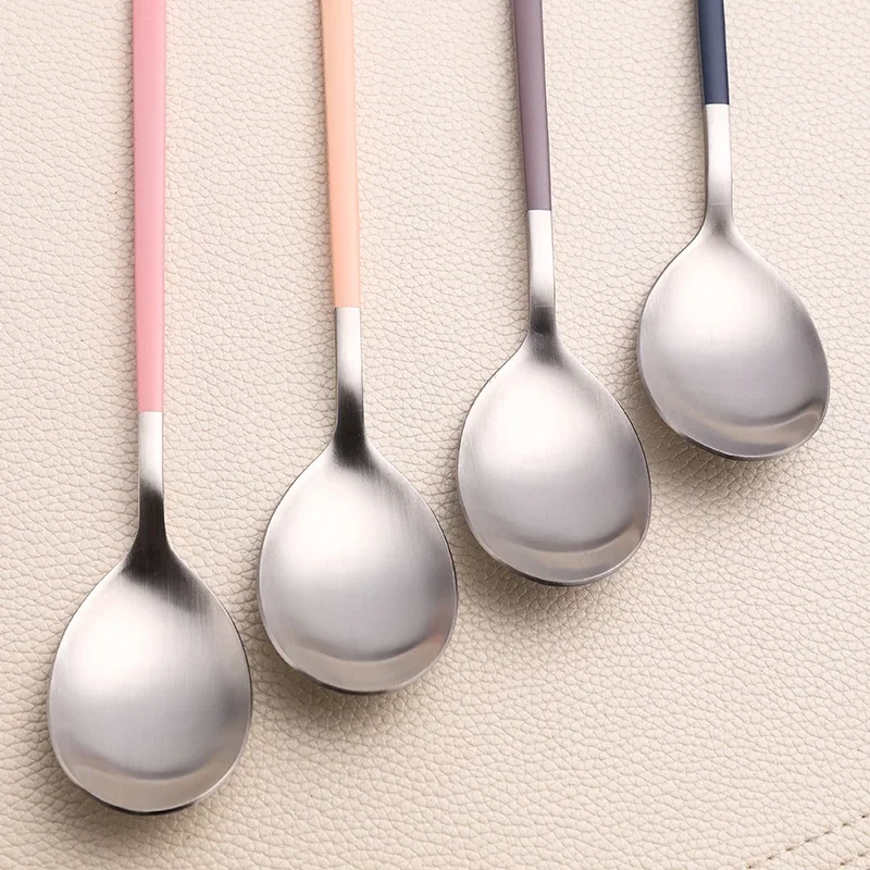 Cutlery Set Stainless Steel Tableware 8Pcs Korean Spoons Chopsticks Dinner Simple Style