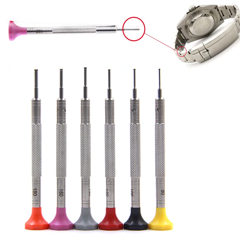 Free Shipping Stainless Steel T-Blade Watch Screwdriver Set of 6 with Spare Blades for Rolex Watch Repair