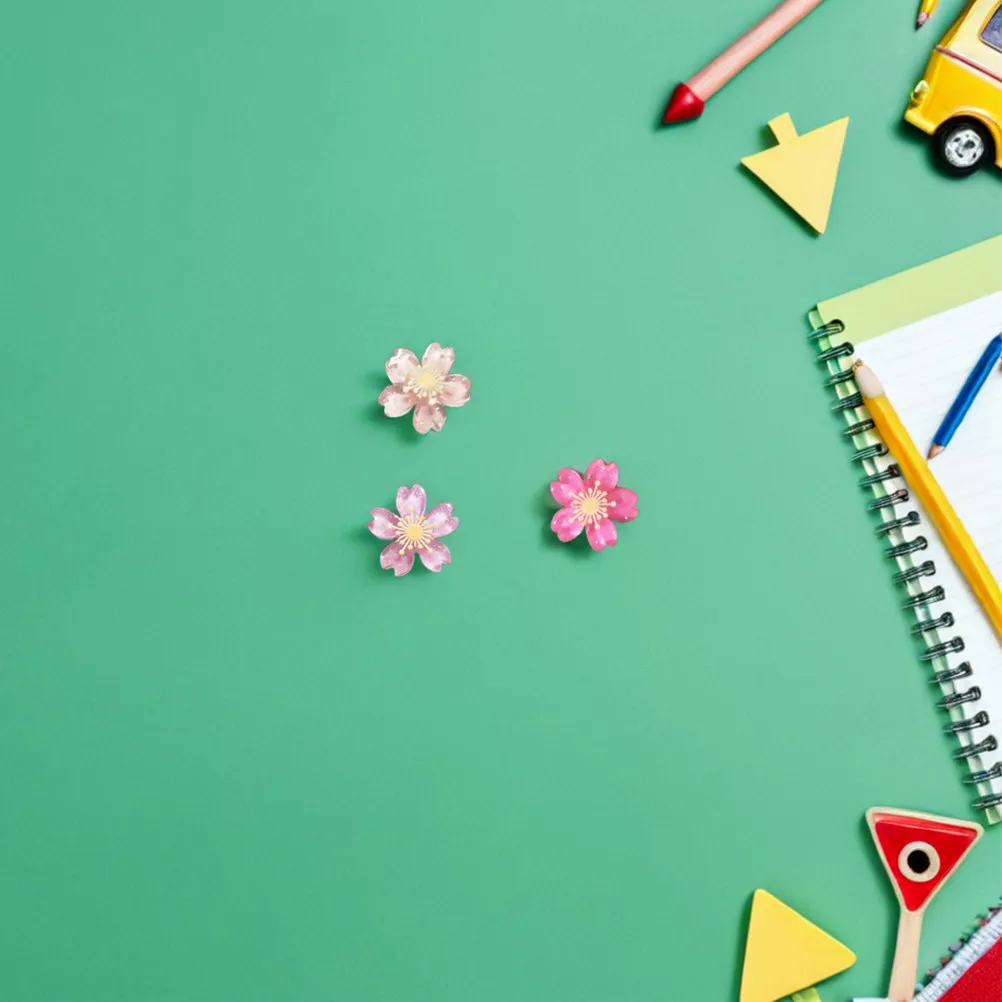 30Pcs 수지 벚꽃 플랫 헤드 푸시 핀 게시판 사무실 학교 홈 노트 사진용 장 압정