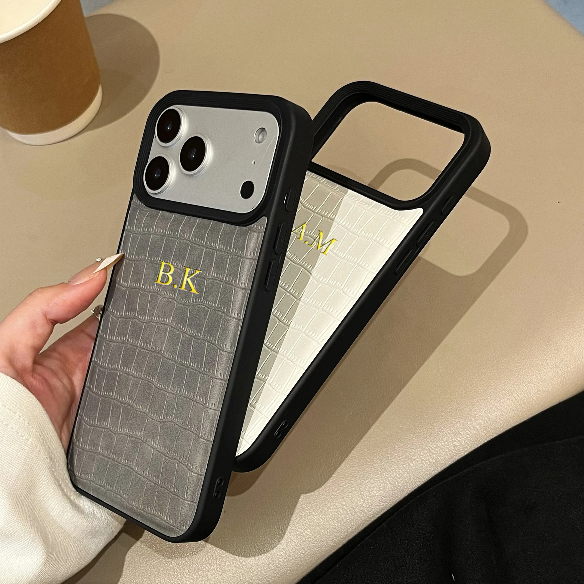 Custom Name Luxury Crocodile Pattern Faux Leather Case For iPhone thumbnail 6