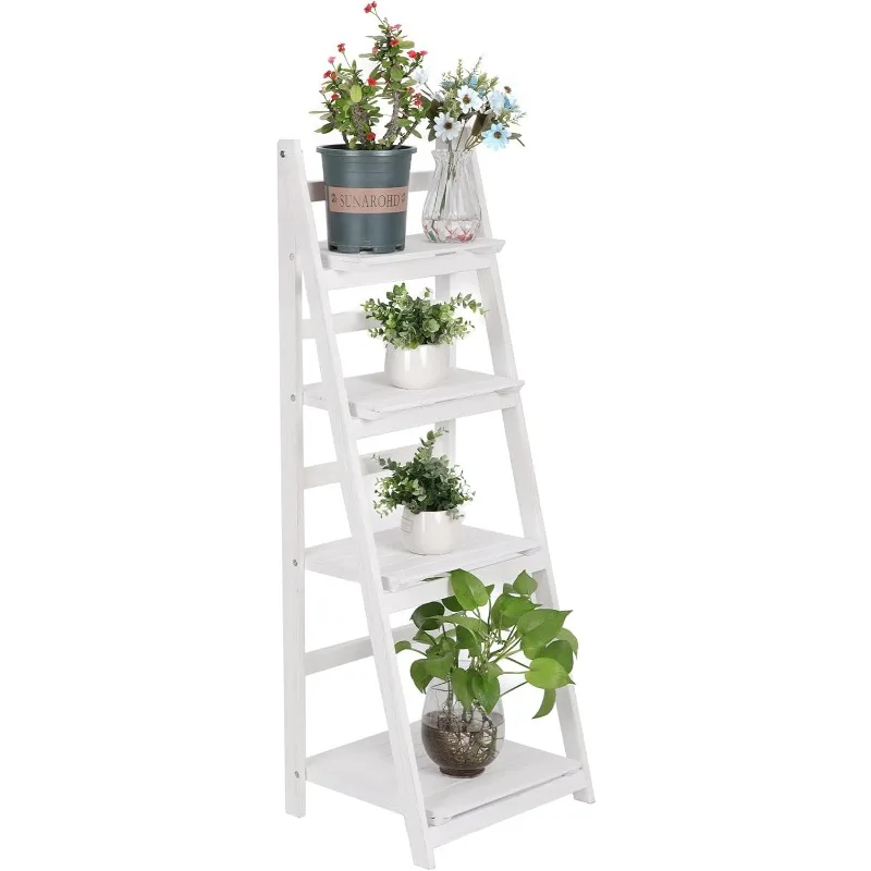 Ladder Shelf Wood Multi Tier Plant Stand Tall Flower Pot Display Outdoor Plant Ladder Plant Holders Indoor Stand Corner Storage