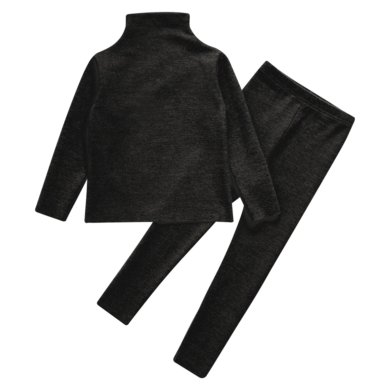 Spring Autumn Kids Girls Boys Thermal Underwear Suits Children Warm Long Johns Mock Neck Long Sleeve T-shirt with Leggings Sets