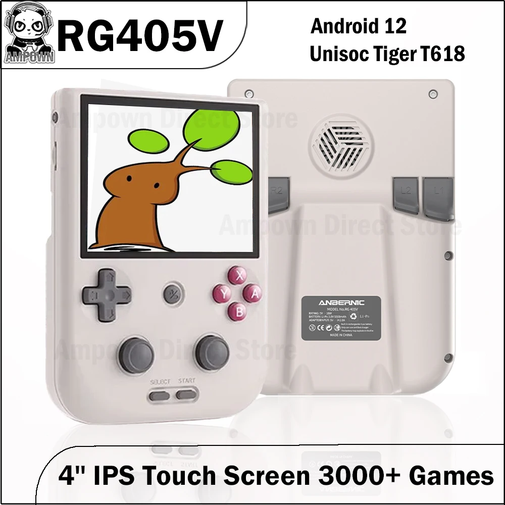 Anbernic-RG405Vインチのタッチスクリーンを備えたポータブルビデオゲームコンソール,Android 405 rg 5500 v,3000  mah,unisoc Tiger t618,ゲーム
