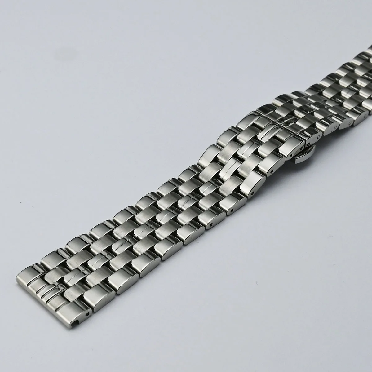 Sleek Stainless Steel Curved End Watch Band