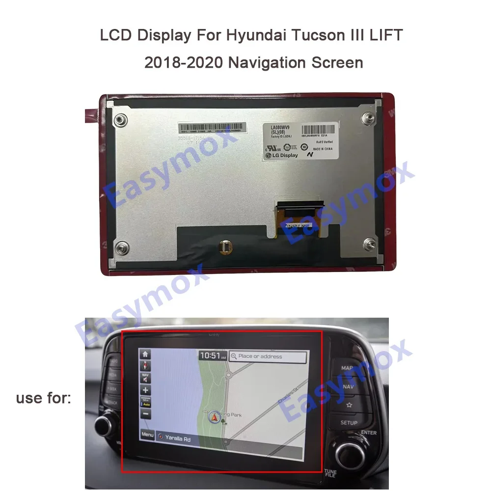 LCD Display Touch Screen For HYUNDAI SANTA FE-Navigation LA080WV9-SL02 LA080WV9 96560S2301 96560 96160K2830MDD