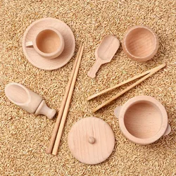 New Kids Kitchen Items Set Pretend Play Cutlery Spoon Pliers Sensory Montessori Educational Wooden Toys Interactive Learning Toy