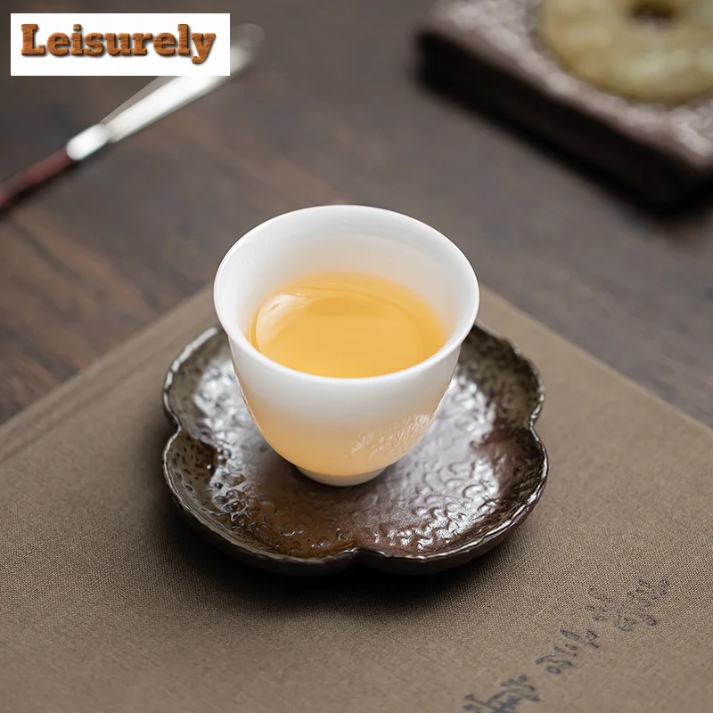 2pc/lot Old Rock Mud Four Leaf Coasters Non-slip Coasters For Coffee Cups Saucer Heat Insulation Placemats Cup Holder Teaset