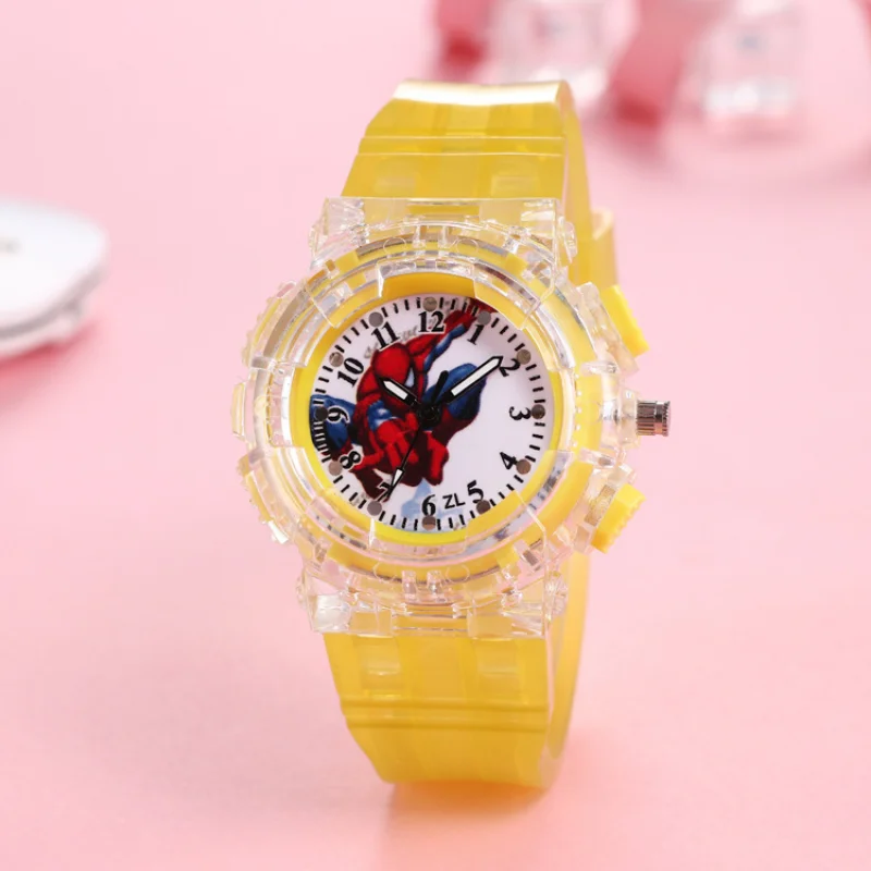 New Disney Spiderman Cartoon Children Watches Toy Flash Waterproof Sports Watch for Kids Girls Boy Quartz Wristwatch Child Clock 6