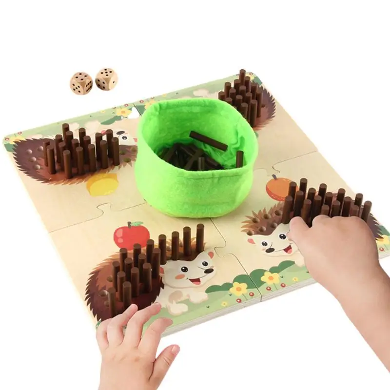 

Fine Motor Hedgehog Toy Early Education Hedgehog Board Game Insert Stick Puzzle Board Ages 3 Boy Girl Parent-Child Interaction