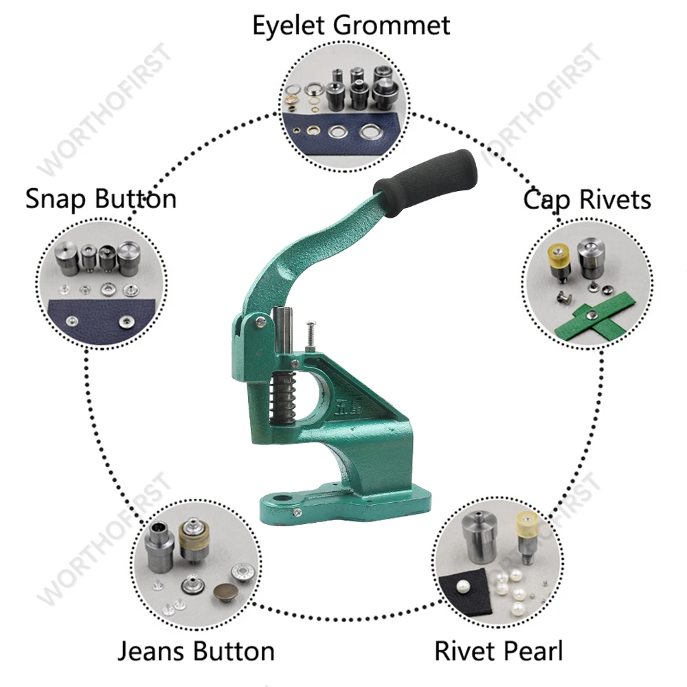 Multifunctional Ductile Iron Hand Press Stainless Steel Eyelets Grommet with Dies for LeatherCrafts Paper Flex Banner KT Board