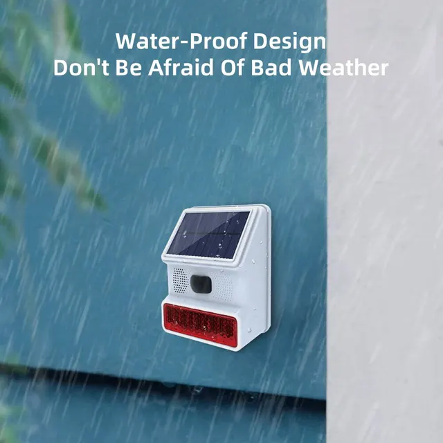 Smarsecur 433MHz Solar Outdoor Waterproof Siren with LED Flashing Light Function as Home Garage Shed Alarm System 3