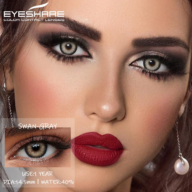 EYESHARE 1 Paar farbige Kontaktlinsen für Augen, blaue Linsen, graue Schüler, grüne Augen, natürliche Linsen, modische Schönheitskontakte, jährlich – Detail 27