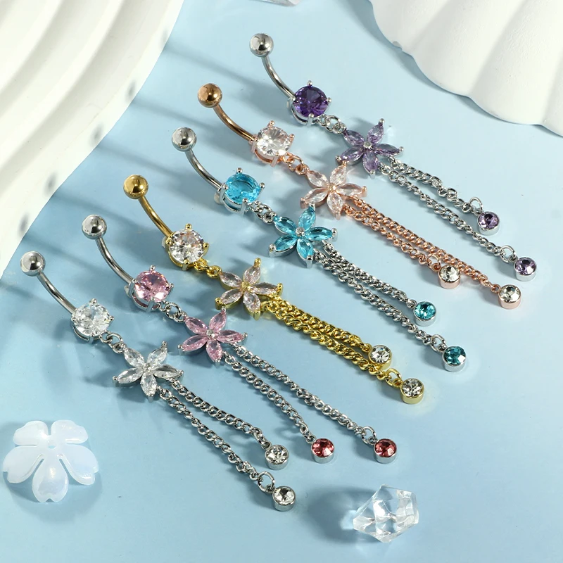 Stainless Steel long Dangling belly rings for women 14G body navel Piercing Jewelry Belly Button Piercings 50pcs