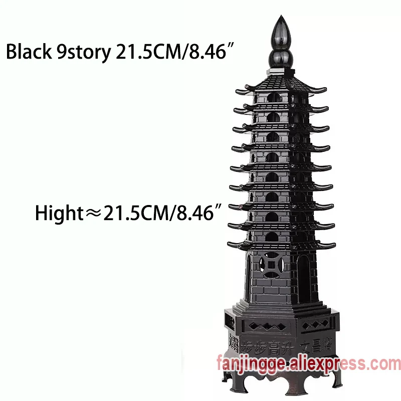 Heißer Verkauf Feng Shui Zink-legierung 3D Modell Chinesischen Wenchang Pagode Turm Handwerk Statue Souvenir Home Dekoration Metall Handwerk – Detail 8