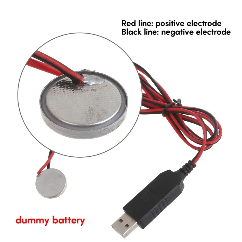 USB to 3V CR2032 Battery Charging Cable Repalce CR2032 3V Battery for Button Coin Cell Powered Devices