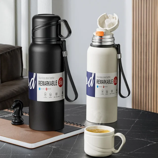 2L Stainless Steel Thermos Bottle Tumbler Large Capacity Thermal Water Bottle Cold and Hot Thermo Cup Vacuum Flask Insulated