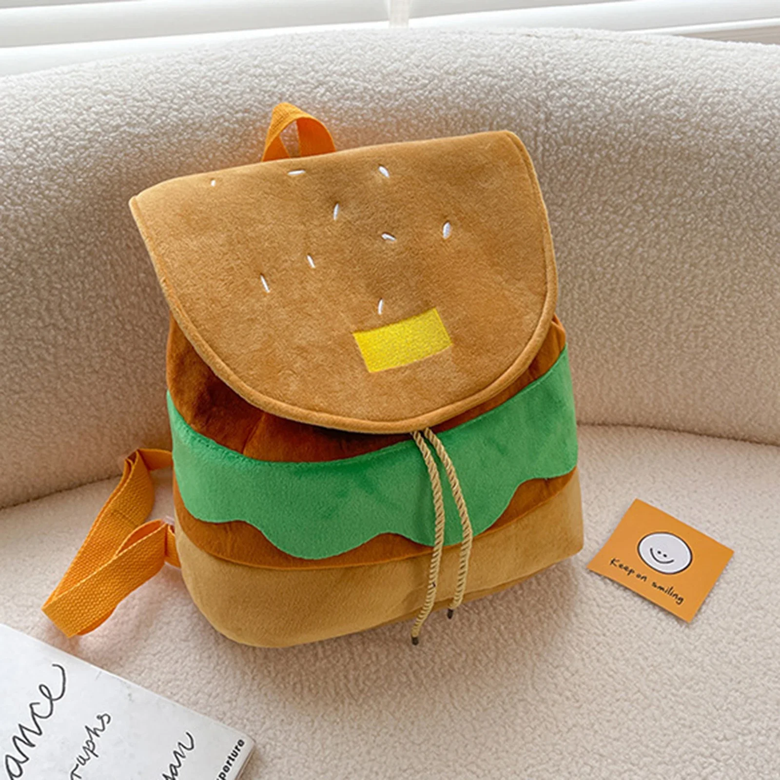 

Рюкзак женский в форме гамбургера, многофункциональная Регулируемая сумка на шнурке, креативный Забавный Повседневный ранец для женщин