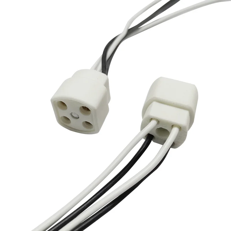 2pcs G10Q Lamp Holder 20cm long Cable T4 T5 T8 Ring Lamp Plug 4pins Base Insulating Tube Ultraviolet Light Base lamp bulb holder,lamp holder,lamp base,led lamp base